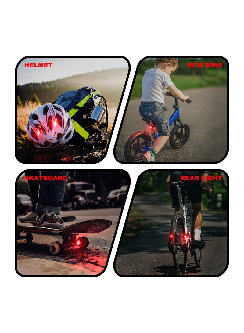 4Pcs Waterproof Red LED Bike Taillights Mini Back Safety Lights for Bicycles Scooters Skateboards and MTBs Night Riding