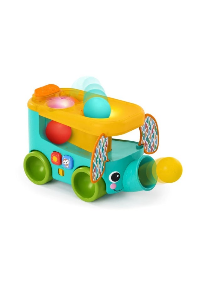 Bright Starts - Pop & Roll Safari Bus Ball Play Toy, Lights & Sounds, Multiple Play Options, Ages 6 months +