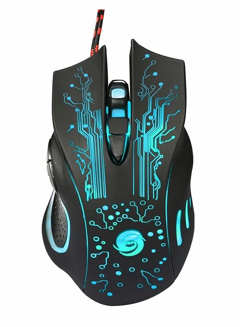 Gaming Mice, Computer Gaming Mouse Wired Manipulator Gaming Mouse Glare USB Wired Gaming Mouse Adjustable 7 Buttons LED Backlit Professional Gamer Mice Ergonomic, for PC Laptop (Black Seven Colors)