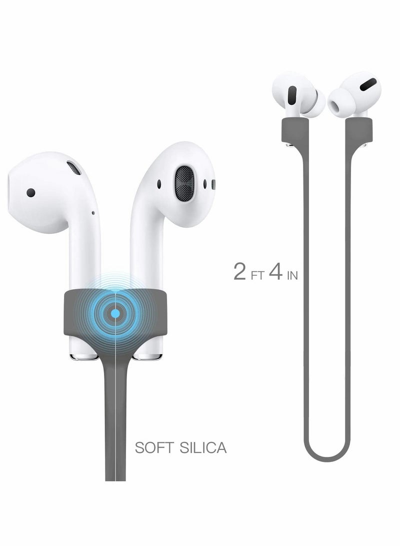 Silica Gel Neck Rope Cord Colorful Soft Sport String Tether Lanyard Running Silicone Wire Cable Connector for Magnetic Anti Lost Strap 4PCS (White Black Grey Blue)