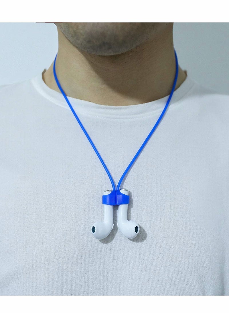 Silica Gel Neck Rope Cord Colorful Soft Sport String Tether Lanyard Running Silicone Wire Cable Connector for Magnetic Anti Lost Strap 4PCS (White Black Grey Blue)