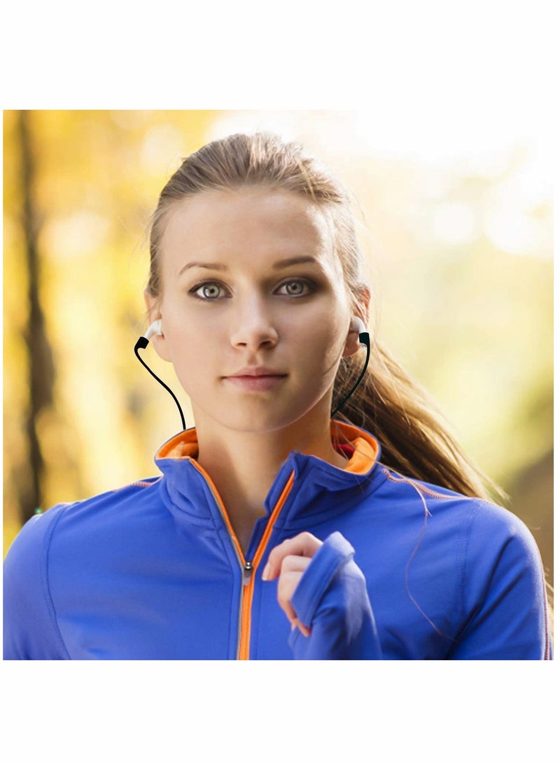 Silica Gel Neck Rope Cord Colorful Soft Sport String Tether Lanyard Running Silicone Wire Cable Connector for Magnetic Anti Lost Strap 4PCS (White Black Grey Blue)
