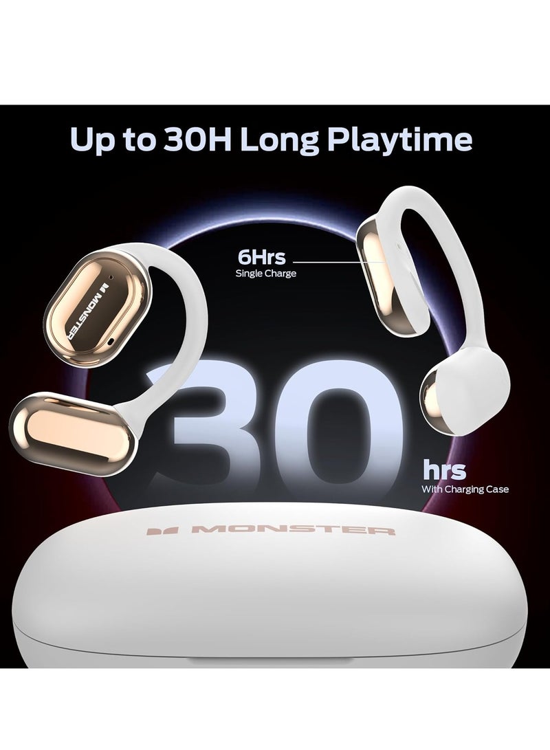 Open Free AC100 Open Ear Headphones, Bluetooth 5.3 Wireless Headphones with Earhooks, Immersive Stereo Sound by Dual Large Driver, Clear Talk, 30H Playtime,Waterproof Sport Earbuds for Running