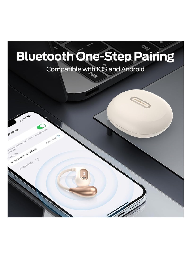 Open Ear AC210 Headphones, Bluetooth 5.4 Earphones Stereo Sound, Wireless Headphones 30 Hours Playback, Type-C Charging, HD Clear Calls, Touch Control, IPX5 Waterproof Open Ear Earbuds