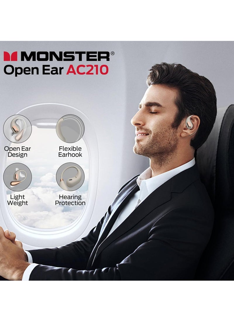 Open Ear AC210 Headphones, Bluetooth 5.4 Earphones Stereo Sound, Wireless Headphones 30 Hours Playback, Type-C Charging, HD Clear Calls, Touch Control, IPX5 Waterproof Open Ear Earbuds