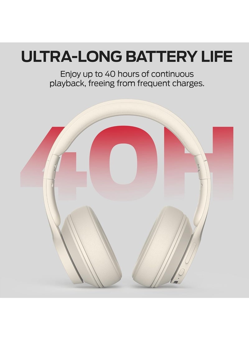 Mission 100 Bluetooth Headphones, Over Ear Headphones with Immersive Bass, Crystal Clear Call, 40H Playtime, Bluetooth 5.4, Comfortable Fit Wireless Headset for Travel Work