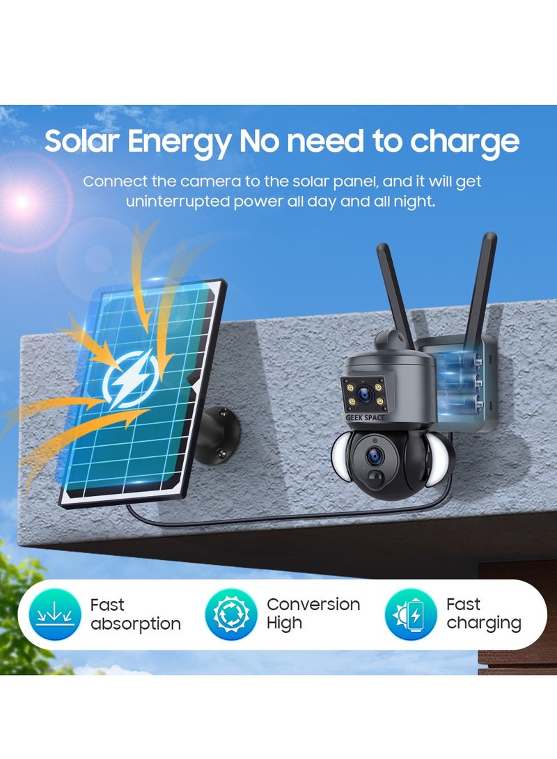 4G Solar Powered Camera CCTV Camera Wireless Wifi Monitoring Camera High-Definition 6MP Lighting Monitoring Solar Security Cameras Wireless Outdoor Full Color Night Vision Camera Home Security System, Waterproof Surveillance Camera