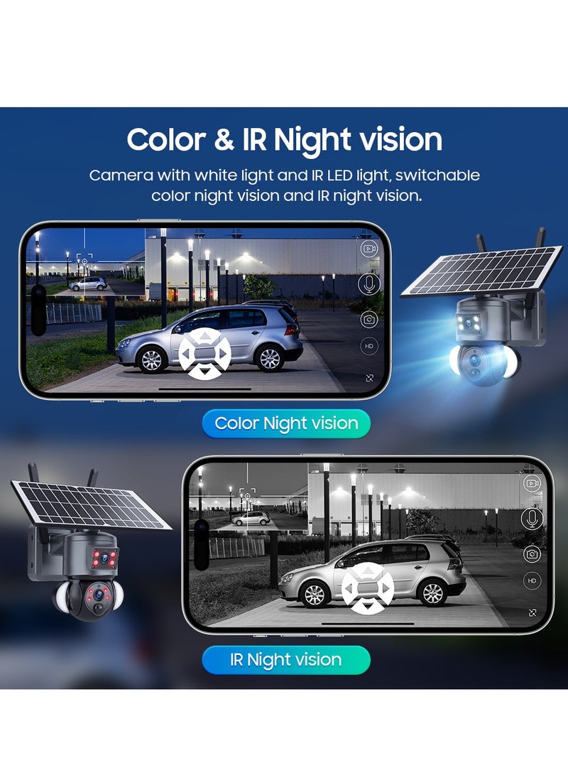 4G Solar Powered Camera CCTV Camera Wireless Wifi Monitoring Camera High-Definition 6MP Lighting Monitoring Solar Security Cameras Wireless Outdoor Full Color Night Vision Camera Home Security System, Waterproof Surveillance Camera