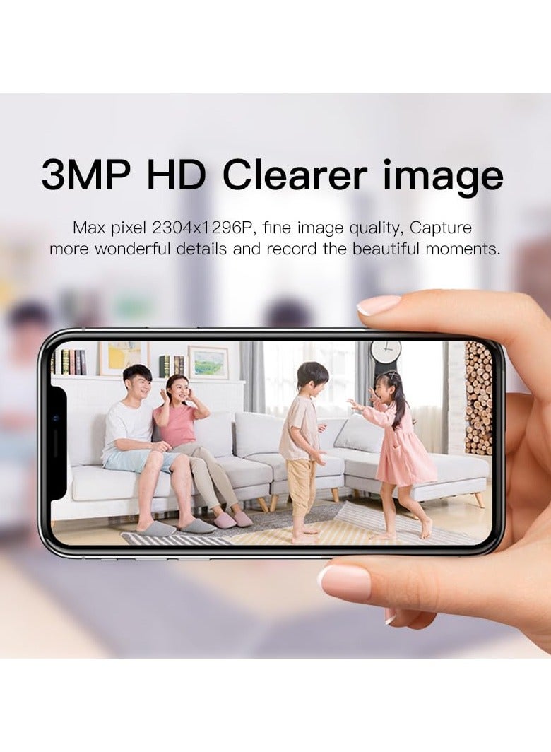 Smart Camera C200 1080p Resolution 360 Degrees View with AI Human Detection, Two Way Call Supports Google Assistance and Alexa, CC Camera 1080P 360 Degree View Mode