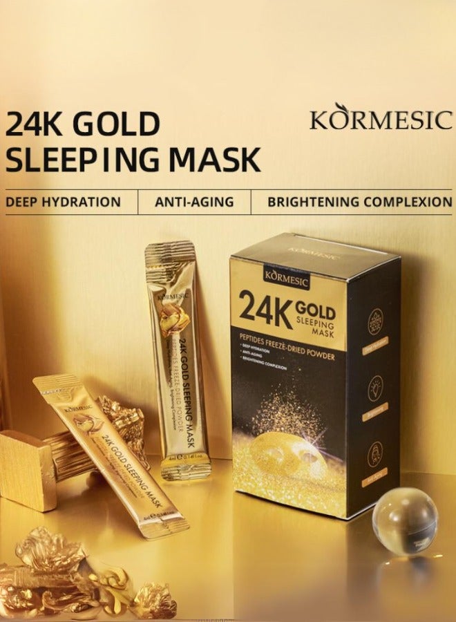 20Pcs of Sleeping Mask 24K Gold Night Firming Mask Whitening Mask Facial Care Moisturizing Brightening Anti-aging