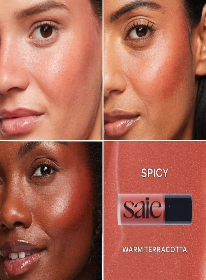 SAIE  Dew  Blush - Lightweight Blendable Liquid Blush,Spicy - warm tomette 11g for a Natural Glow