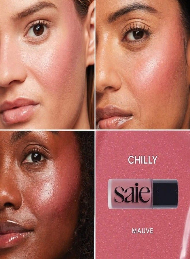 SAIE Dew Blush - Lightweight Blendable Liquid Blush, Chilly - mauve11g for a Natural Glow