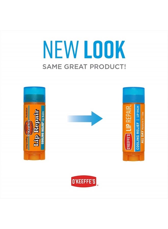 Cooling Relief Lip Repair Lip Balm for Dry, Cracked Lips, Stick, (Pack of 5)