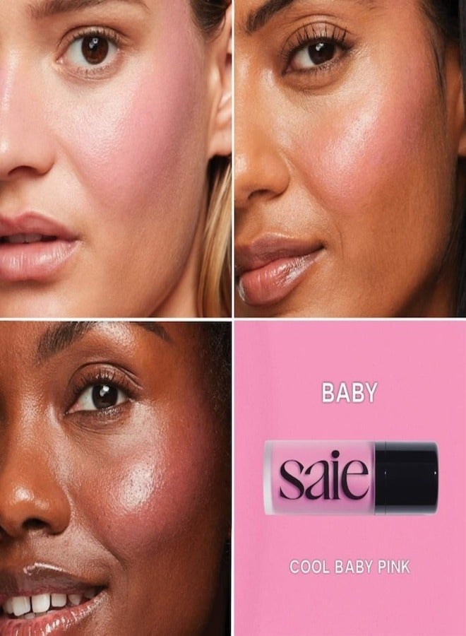 SAIE  Dew  Blush - Lightweight Blendable Liquid Blush, Baby - cool pale pink 11g for a Natural Glow