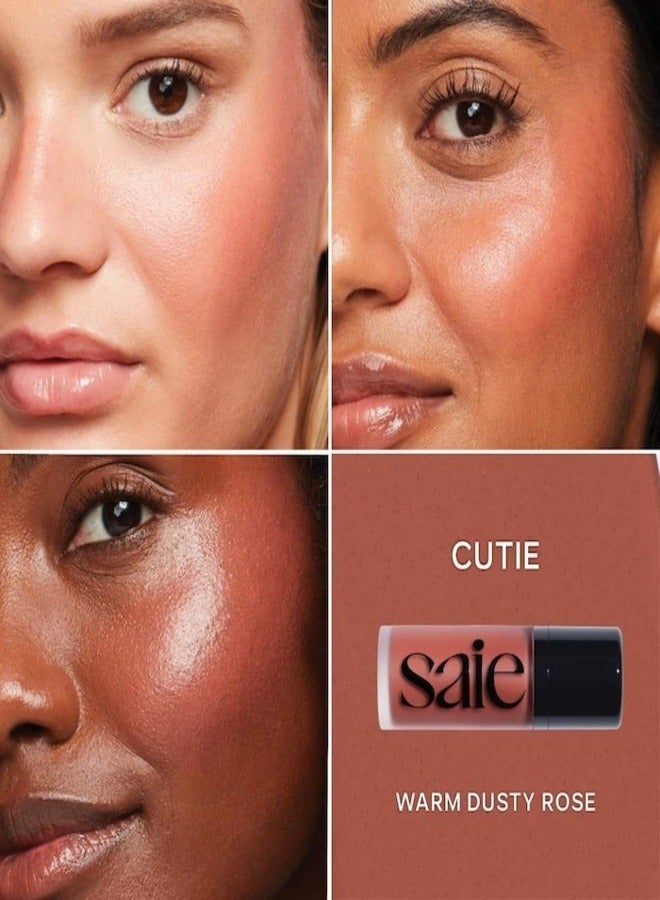 SAIE  Dew  Blush - Lightweight Blendable Liquid Blush, Cutie - hot old pink 11g for a Natural Glow