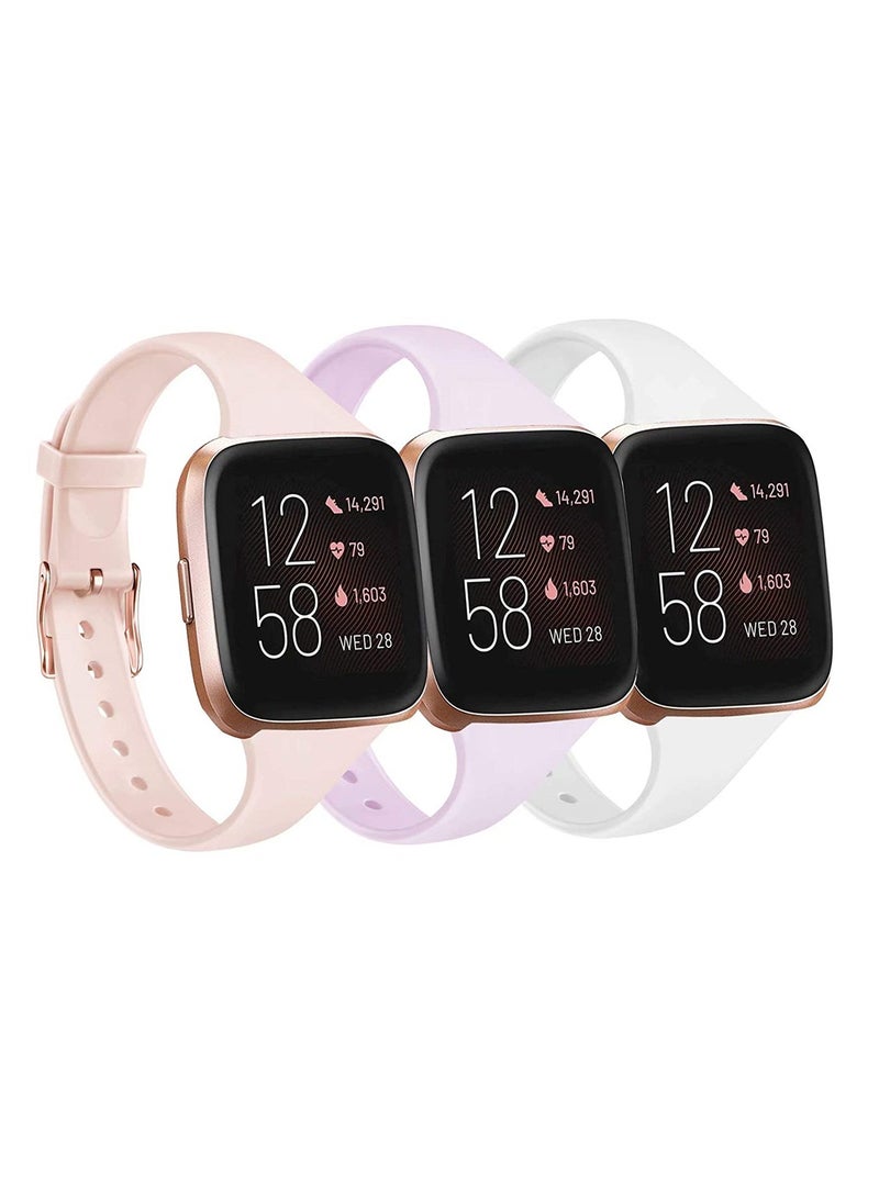 Sport Bands Compatible with Fitbit Versa 2, Fitbit Versa, Versa Lite, Versa SE, Classic Soft Silicone Replacement Smartwatch Wristbands for Fitbit Versa Smart Watch Women Men (6 Pack, Small)