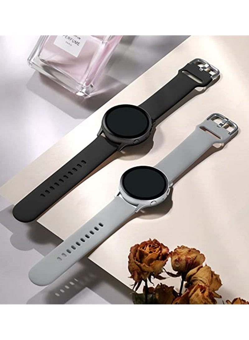 Silicone Sport Strap for Samsung Galaxy Active 2, 20 Mm Watch Bands Compatible for Samsung Galaxy Watch Active 2, Women Men, 4 Pack Black, White, Dark Purple, Dark Blue