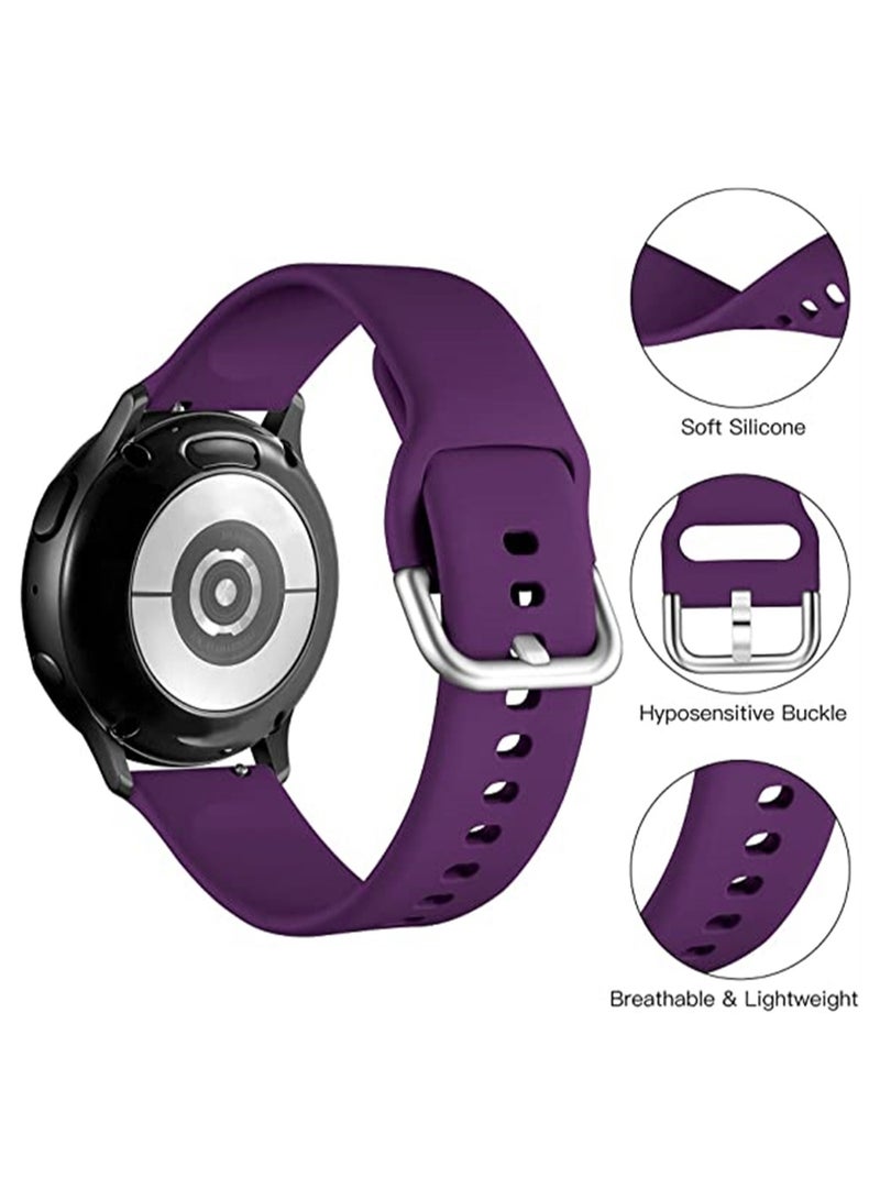 Silicone Sport Strap for Samsung Galaxy Active 2, 20 Mm Watch Bands Compatible for Samsung Galaxy Watch Active 2, Women Men, 4 Pack Black, White, Dark Purple, Dark Blue