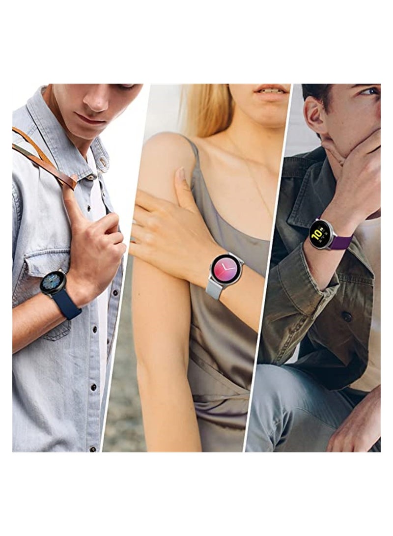 Silicone Sport Strap for Samsung Galaxy Active 2, 20 Mm Watch Bands Compatible for Samsung Galaxy Watch Active 2, Women Men, 4 Pack Black, White, Dark Purple, Dark Blue