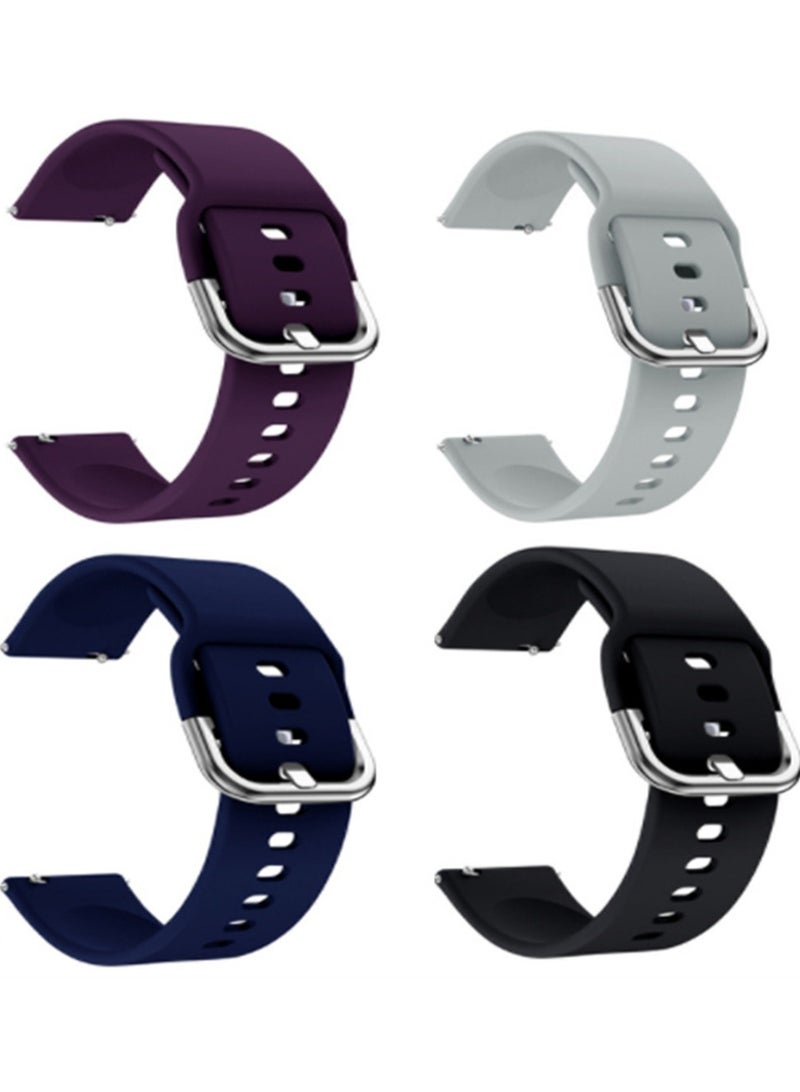 Silicone Sport Strap for Samsung Galaxy Active 2, 20 Mm Watch Bands Compatible for Samsung Galaxy Watch Active 2, Women Men, 4 Pack Black, White, Dark Purple, Dark Blue