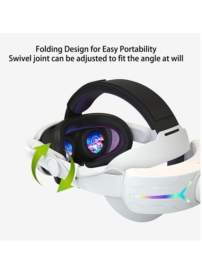 8000mAH Battery For Meta Oculus Quest 3 Head Strap Charging Headset VR RGB Accessories Elite Headstrap(White)