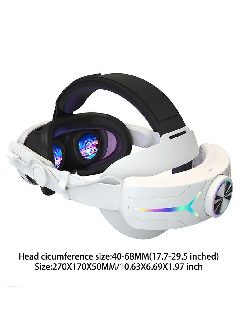 8000mAH Battery For Meta Oculus Quest 3 Head Strap Charging Headset VR RGB Accessories Elite Headstrap(White)