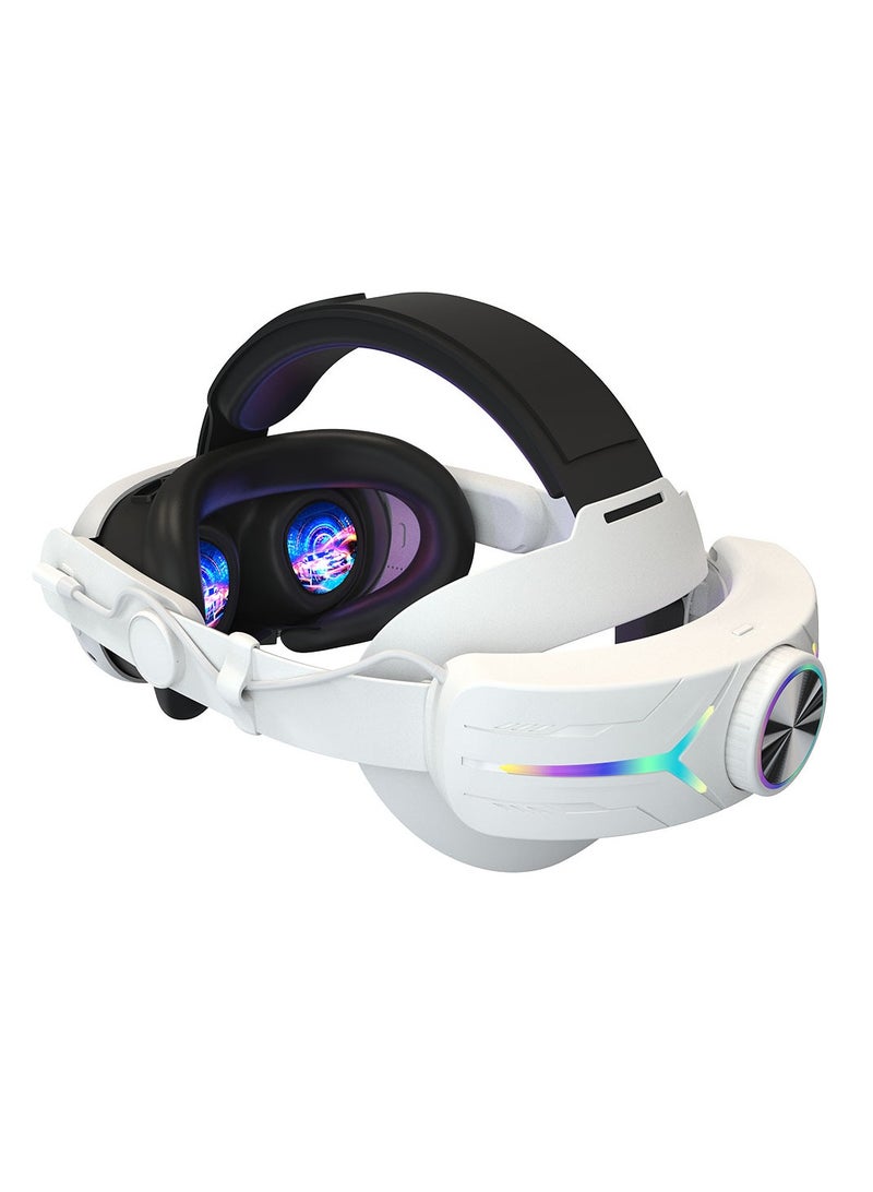 8000mAH Battery For Meta Oculus Quest 3 Head Strap Charging Headset VR RGB Accessories Elite Headstrap(White)