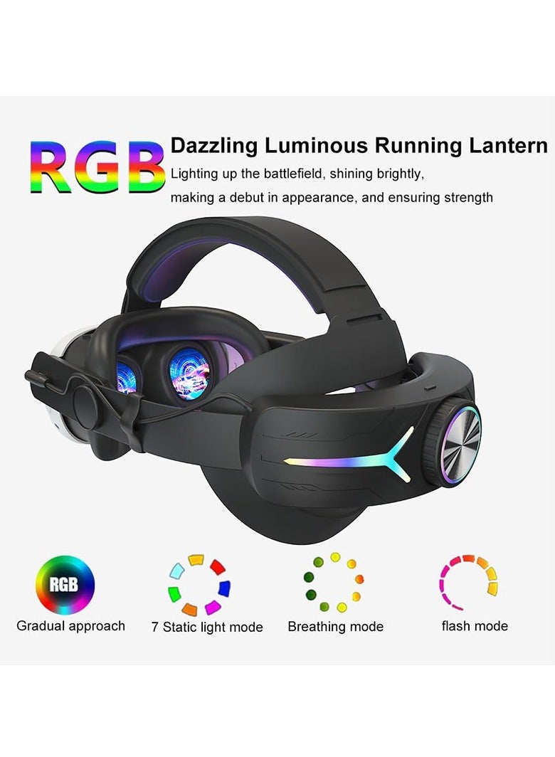 8000mAH Battery For Meta Oculus Quest 3 Head Strap Charging Headset VR RGB Accessories Elite Headstrap(Black)