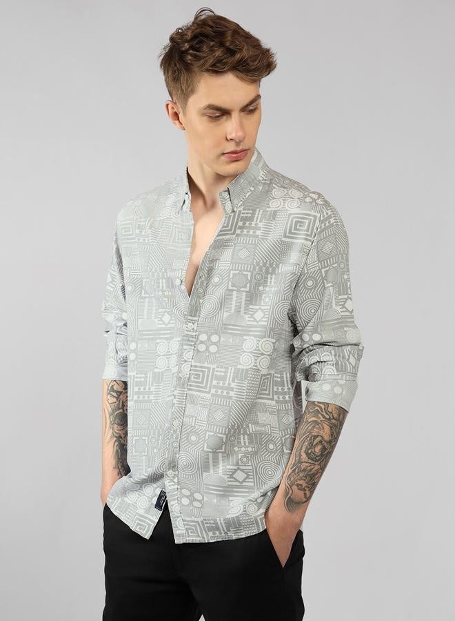 Relaxed Fit Poly/Cotton Mock Lino Stripes Shirt – Elegant and Comfortable