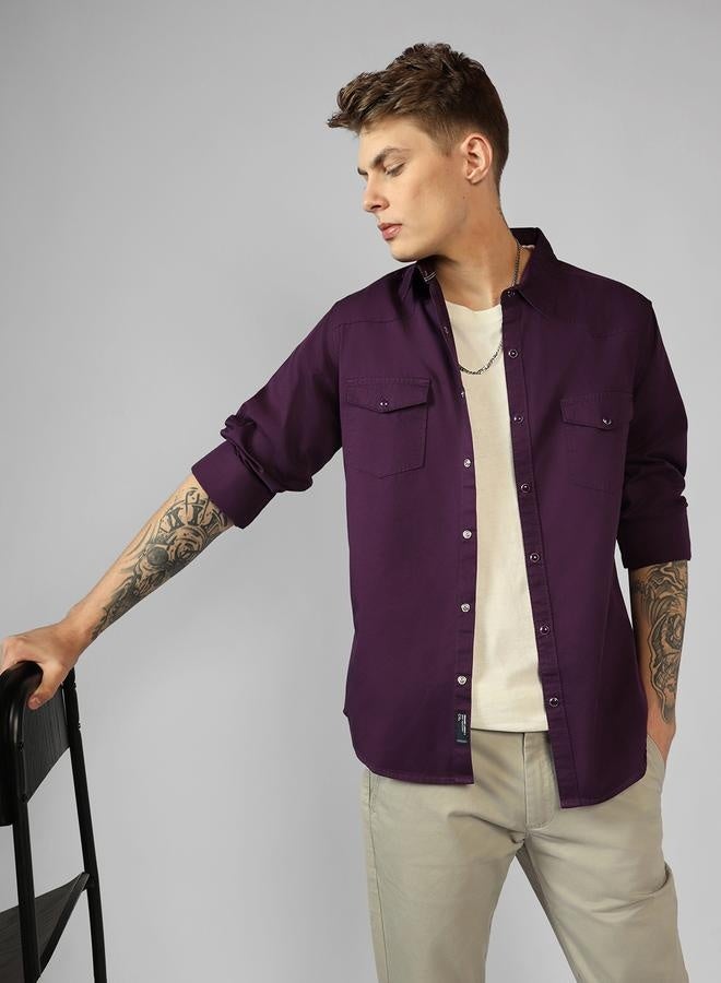 Regular Fit Purple Cotton Shirt – Stylish and Comfortable