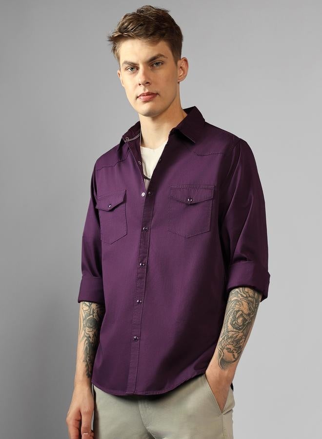 Regular Fit Purple Cotton Shirt – Stylish and Comfortable