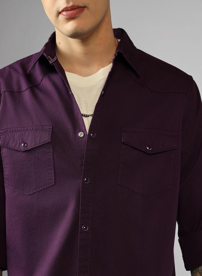 Regular Fit Purple Cotton Shirt – Stylish and Comfortable