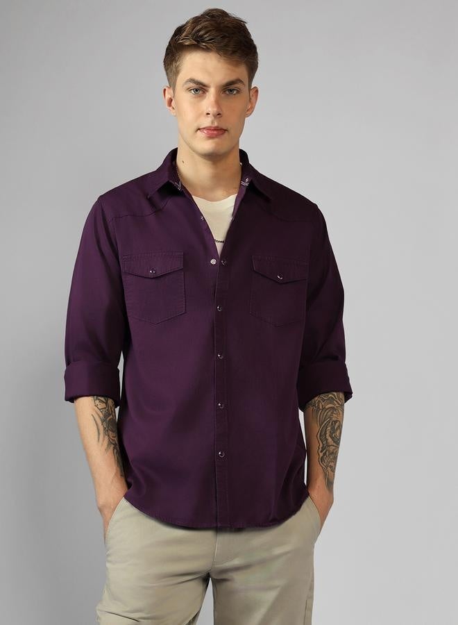 Regular Fit Purple Cotton Shirt – Stylish and Comfortable