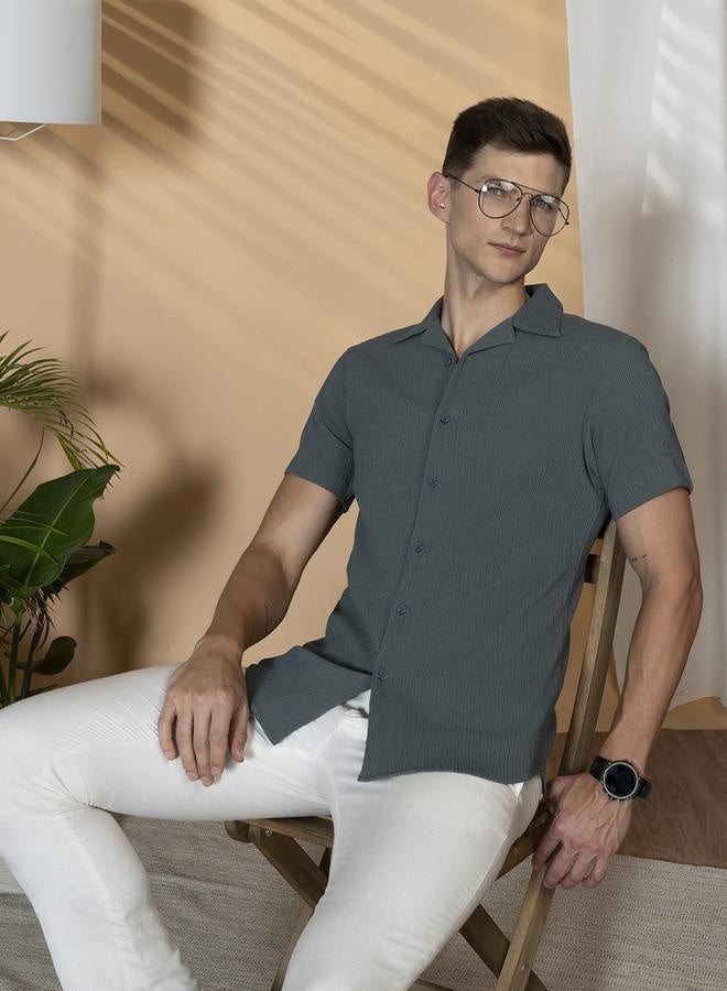 Relaxed Fit Dark Grey Cotton Shirt – Comfortable and Versatile