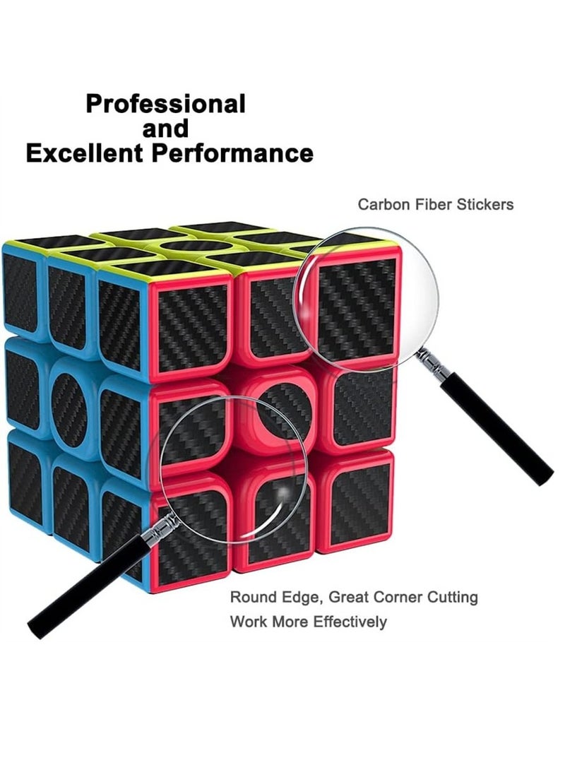 Rubiks Cube 3x3x3 Speed Cube Smooth Magic Carbon Fiber Sticker Speed Cubes Enhanced Version Black