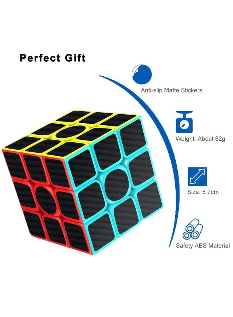 Rubiks Cube 3x3x3 Speed Cube Smooth Magic Carbon Fiber Sticker Speed Cubes Enhanced Version Black