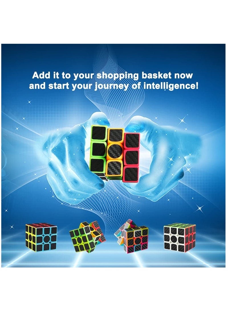 Rubiks Cube 3x3x3 Speed Cube Smooth Magic Carbon Fiber Sticker Speed Cubes Enhanced Version Black