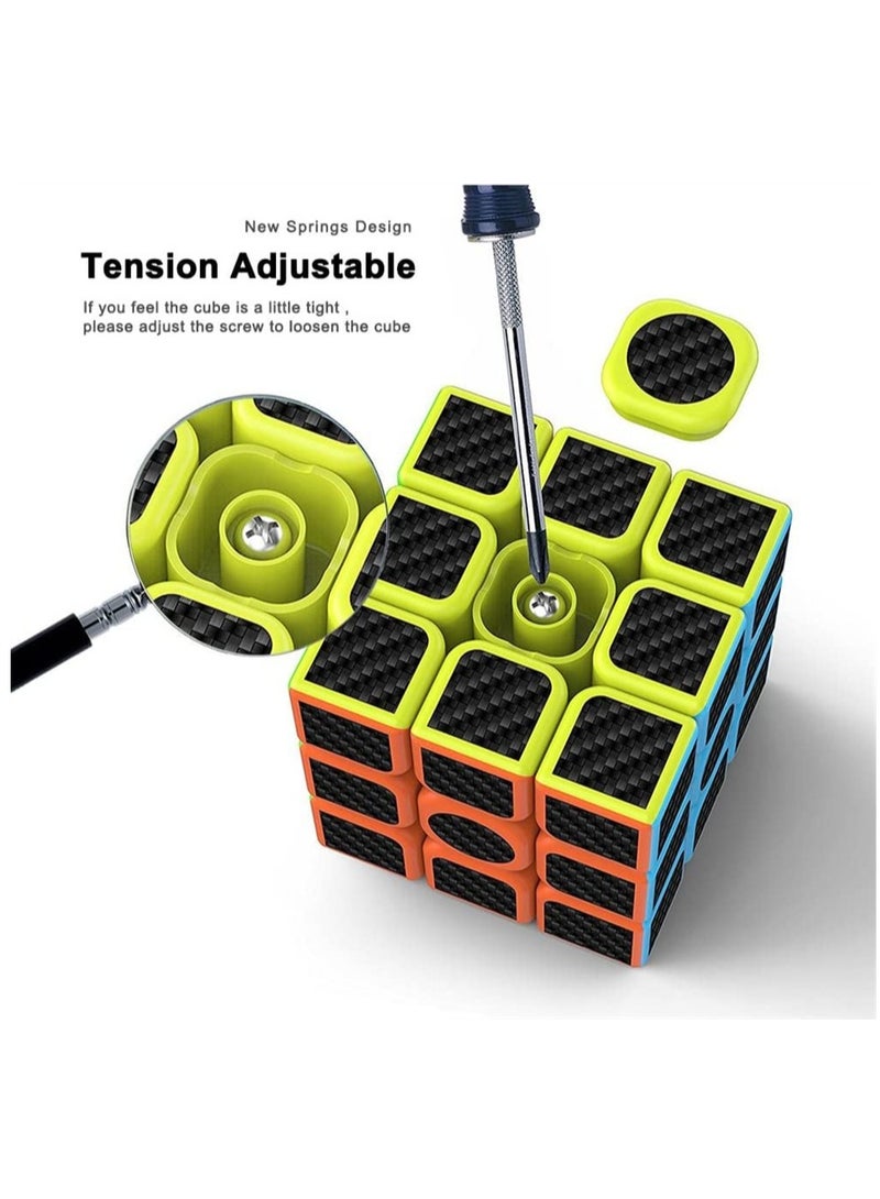Rubiks Cube 3x3x3 Speed Cube Smooth Magic Carbon Fiber Sticker Speed Cubes Enhanced Version Black