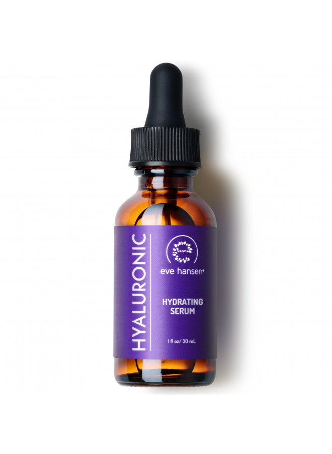 Eve Hansen Hydrating Hyaluronic Acid Serum for Face with Vitamin C, Vitamin E, Green Tea | 72% Organic Firming Facial Moisturizer, Anti-Wrinkle, Skin Plumper (1 oz)