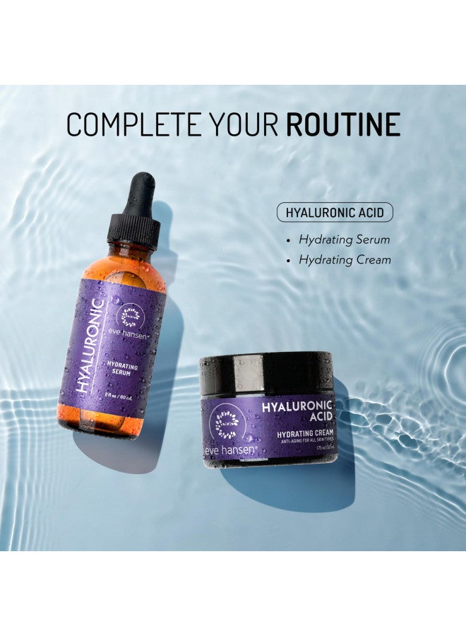 Eve Hansen Hydrating Hyaluronic Acid Serum for Face with Vitamin C, Vitamin E, Green Tea | 72% Organic Firming Facial Moisturizer, Anti-Wrinkle, Skin Plumper (1 oz)