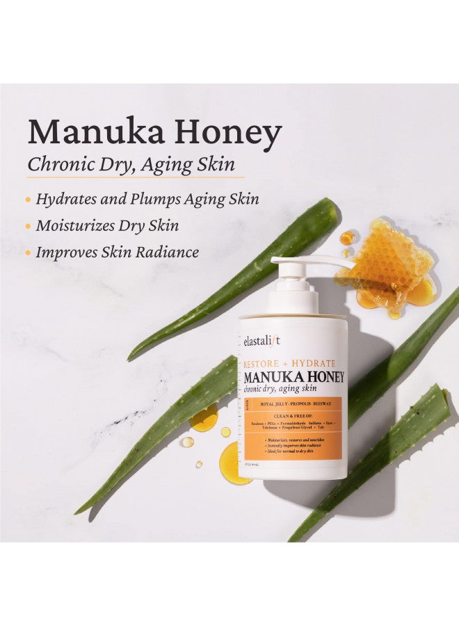 Elastalift Manuka Honey Cream Face Moisturizer & Body Butter Lotion For Dry Skin | Firming & Hydrating Miracle Balm Skin Care Moisturizing Lotion For Women, Wrinkles, & Sun Damaged Skin, 15 Fl Oz