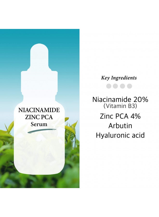 Niacinamide 20% + Zinc PCA 4% Serum for Face, Pore Reducer, Uneven Skin Tone Treatment, Diminishes Acne Prone, Skin Balancing Pore Reducing, Restores Elasticity, 1 Fl Oz