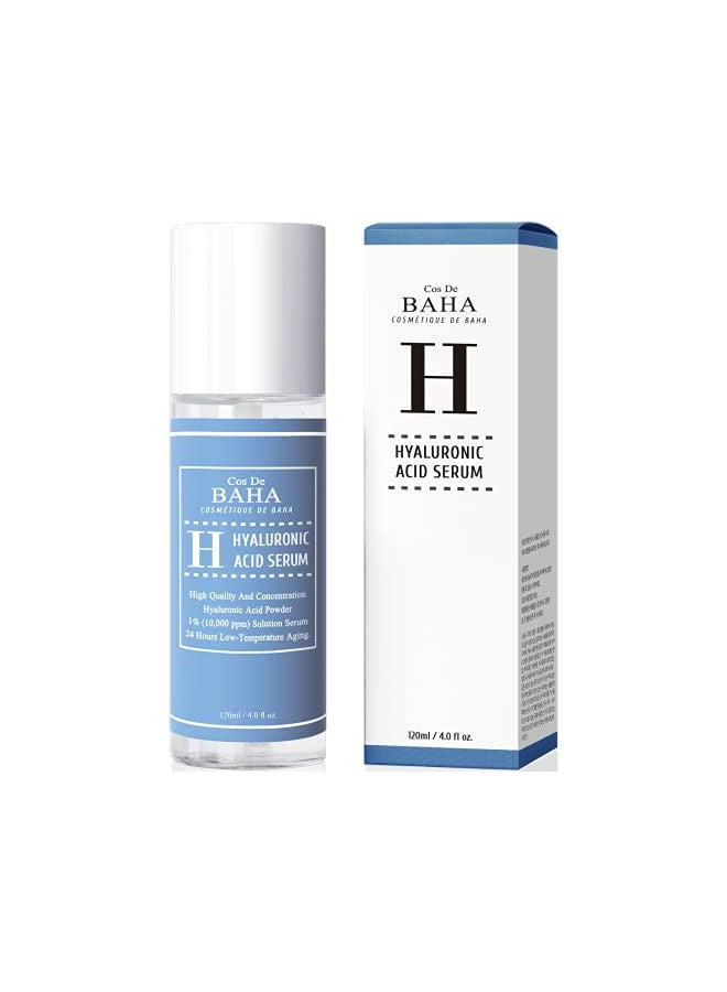 Pure Hyaluronic Acid 1% Powder Serum for Face 10,000ppm - Anti Aging + Fine Line + Intense Hydration + facial moisturizer + Visibly Plumped Skin + Prevent Bladder Pain 4 Fl Oz