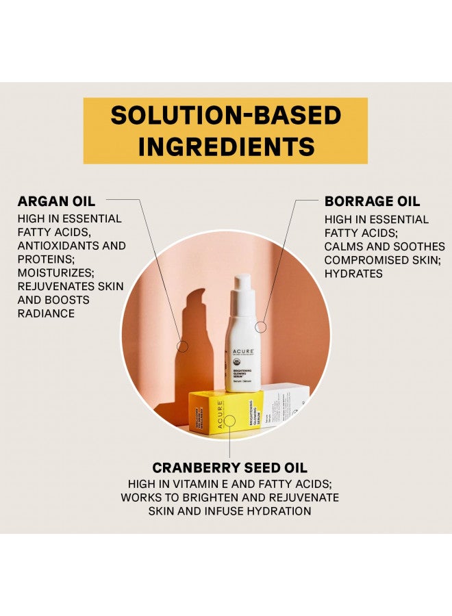 Acure Brightening Glowing Serum | 100% Vegan | For A Brighter & Appearance | Argan Oil, Pumpkin & Cranberry - Hydrates, Soothes & Adds Antioxidant Protection | All Skin Types | 1 Fl Oz