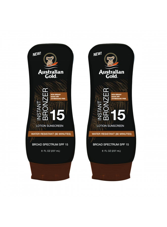 Australian Gold SPF 15 Lotion Bronzer, Twin Pack, 8 FL Oz (Pack of 2)