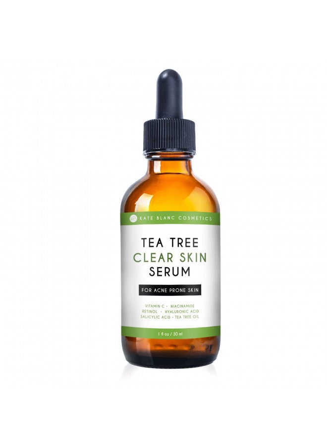 Tea Tree Serum for Face and Acne Prone Skin (1oz) by Kate Blanc Cosmetics. Tea Tree Oil Face Serum to Fight Acne Scars, Pimples, Dark Spots. Promotes Clear Skin for Teens