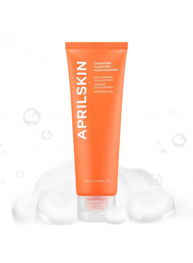 Aprilskin Carrotene Clarifying Foam Cleanser | Vegan, Cruelty Free | Oily, Sensitive, Acne-Prone Skin | Deep cleansing with BHAs & Sebum controlling | 120ml | No sulfates and Artificial Fragrance