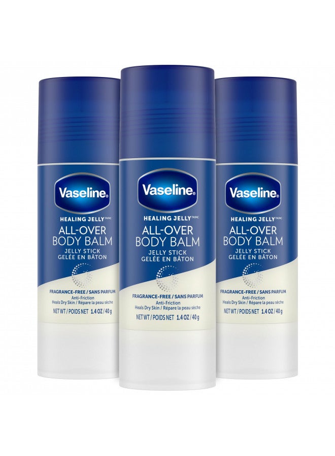 Vaseline Body Balm Stick Anti-Friction For Dry Skin Unscented Targeted Healing for Hard-to-Reach Spots, WHITE, 1.4 Ounce (Pack of 3)