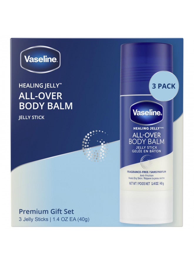 Vaseline Body Balm Stick Anti-Friction For Dry Skin Unscented Targeted Healing for Hard-to-Reach Spots, WHITE, 1.4 Ounce (Pack of 3)