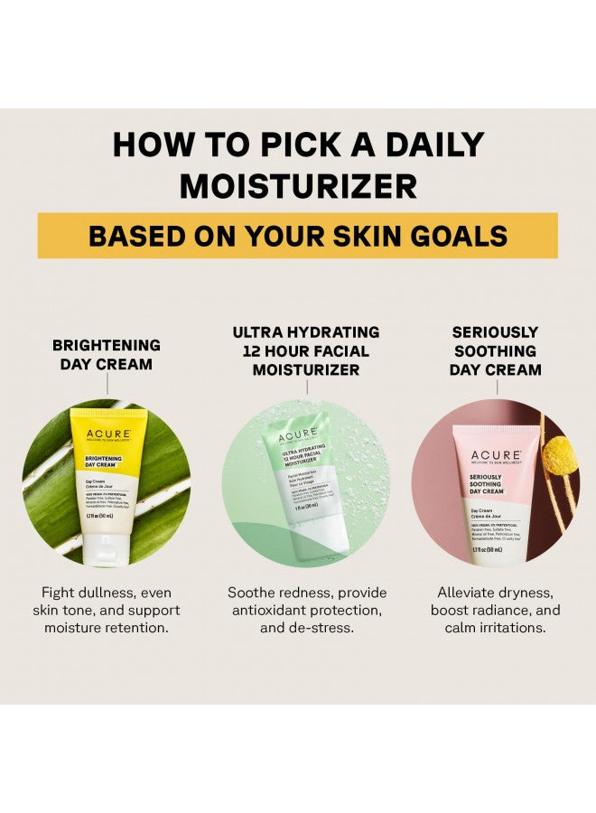 Acure Brightening Day Cream | 100% Vegan | For A Brighter Appearance | Cica & Argan Oil - Moisturizes, Fights Dullness & Improves Skin's Appearance | All Skin Types (1.7 Fl Oz)